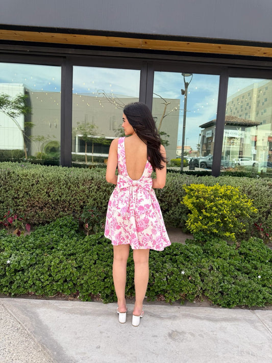 Vestido Flores Moño espalda
