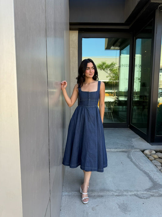 Vestido Denim Midi