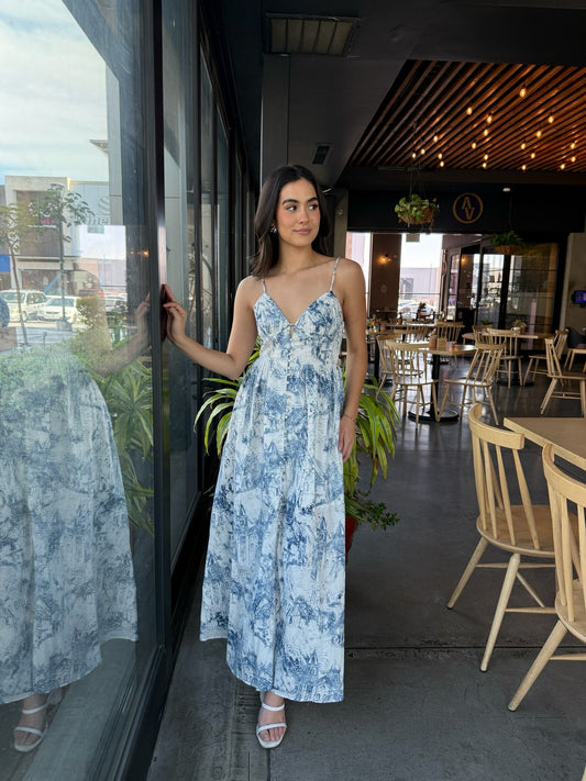 Vestido Estampado Azul