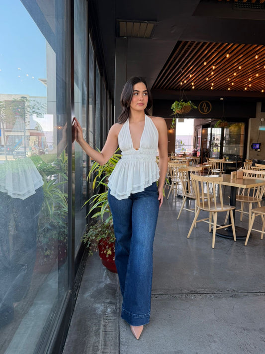 Top Halter Asimetrico Blanco