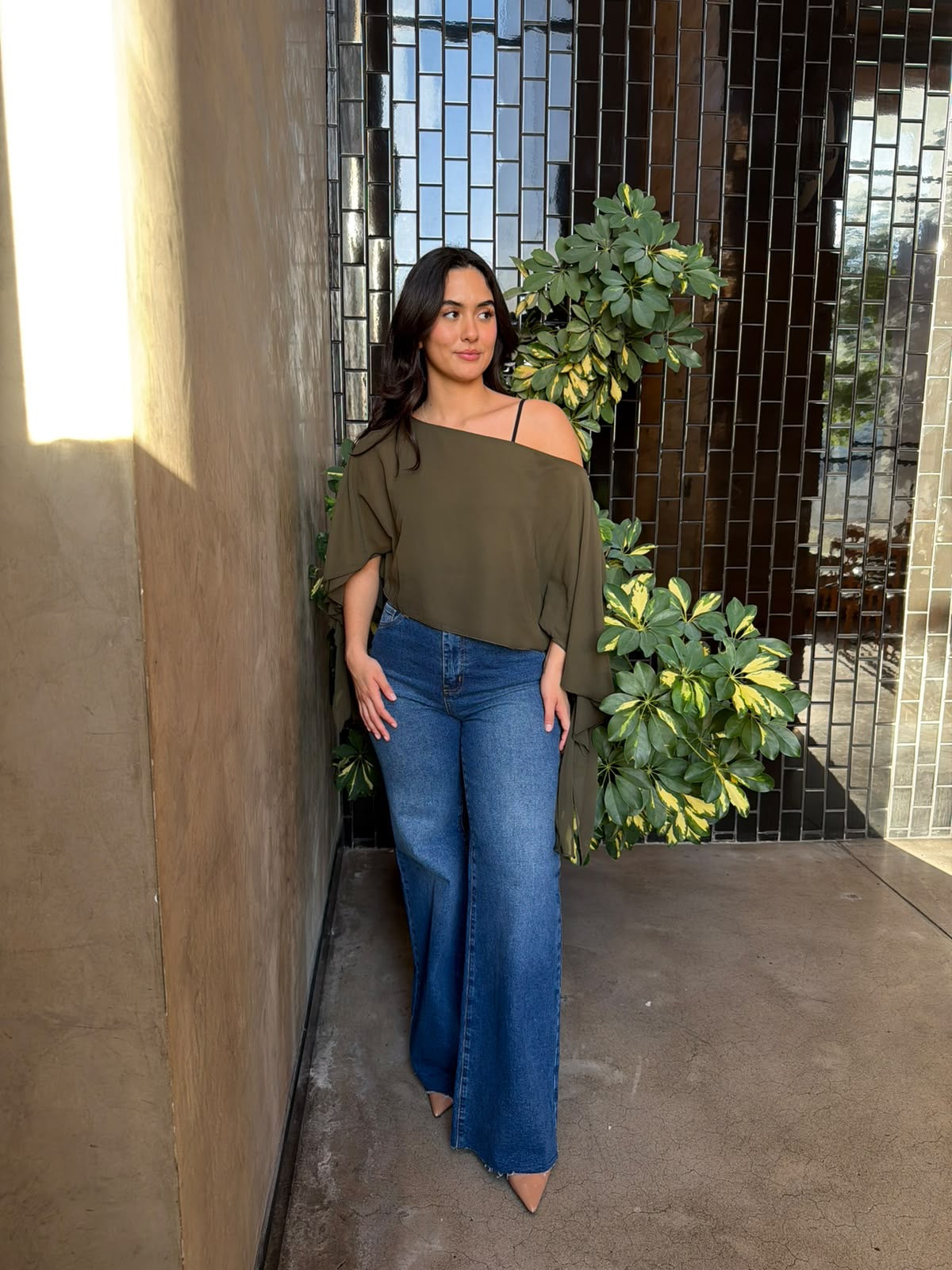 Blusa Asimétrica un Hombro - Army
