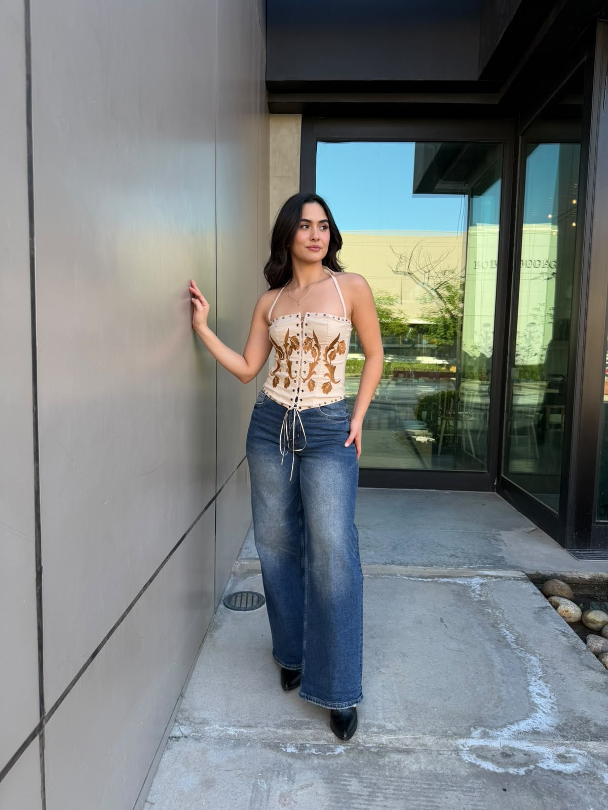 Corset Bordado Vaquero - Crema