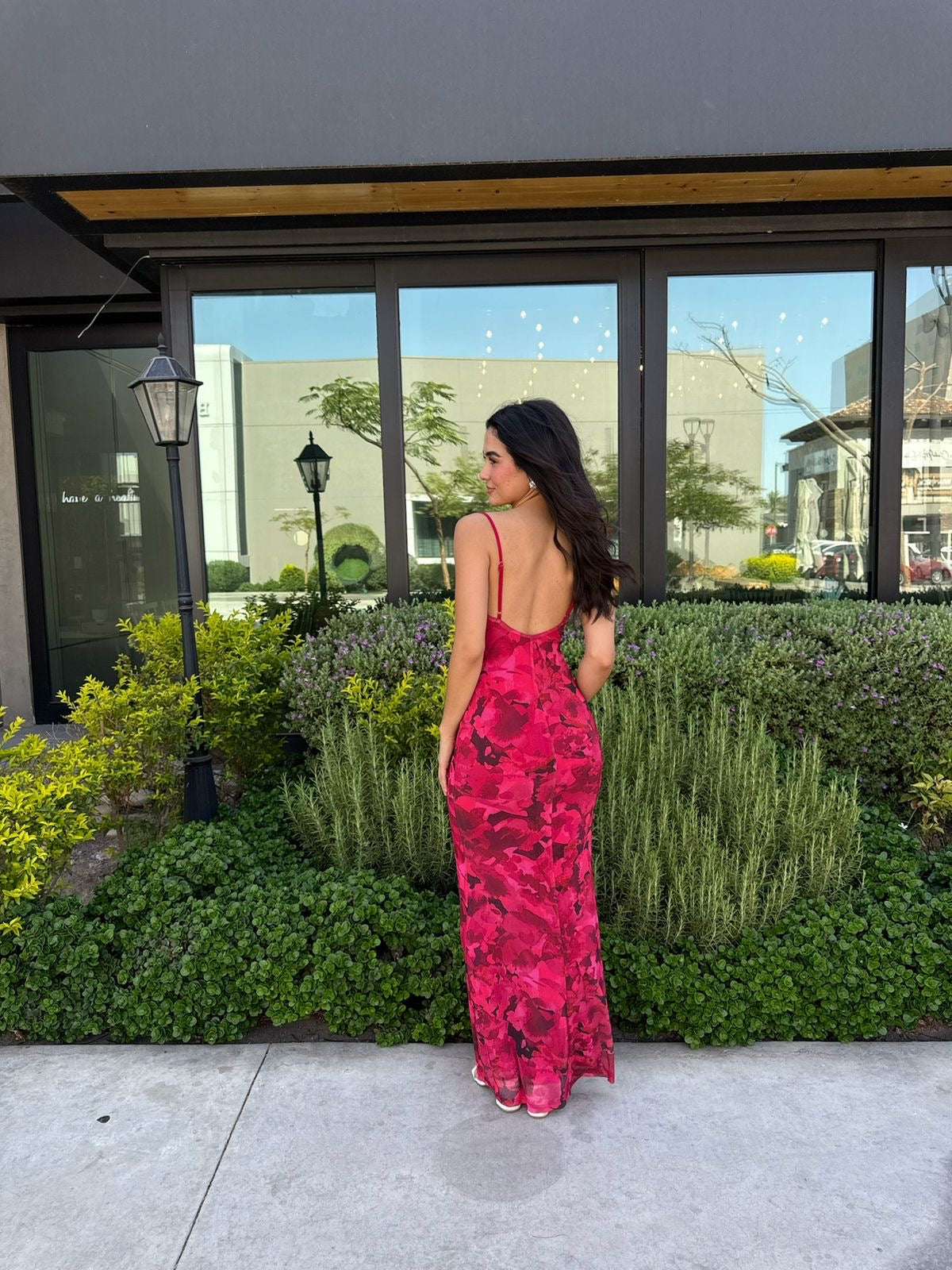 Vestido Mesh Estampado Fucsia