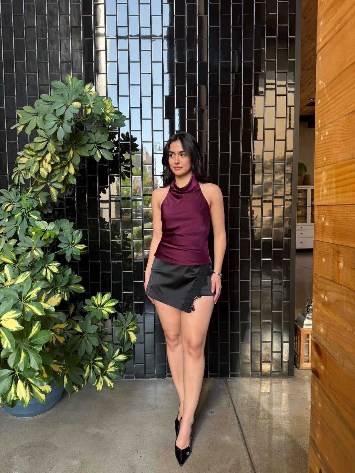 ShortsFalda con Encaje - Negro