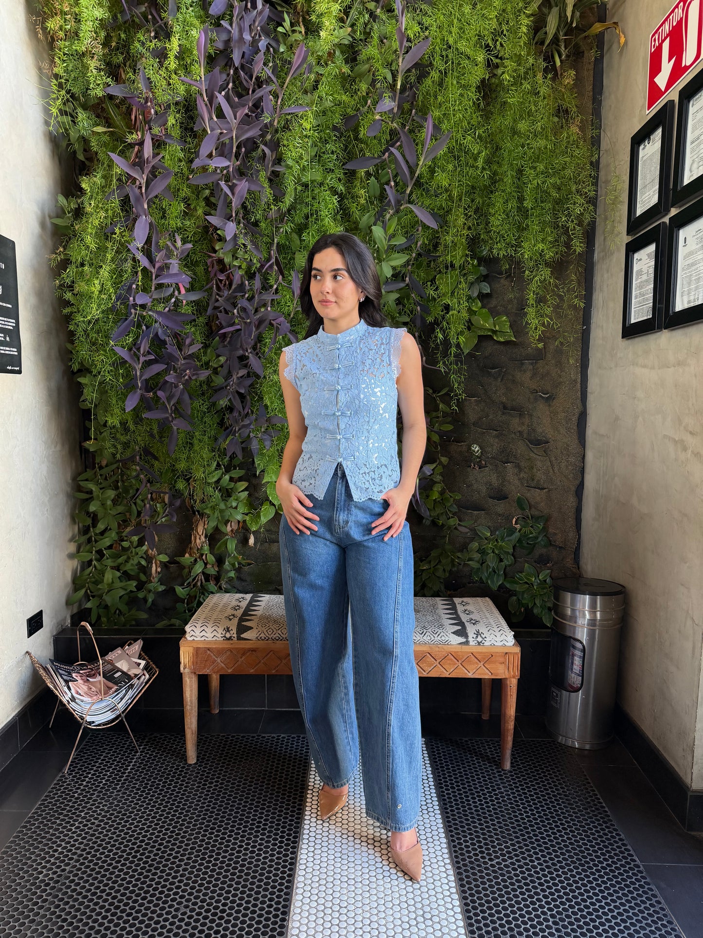 Blusa Encaje Azul