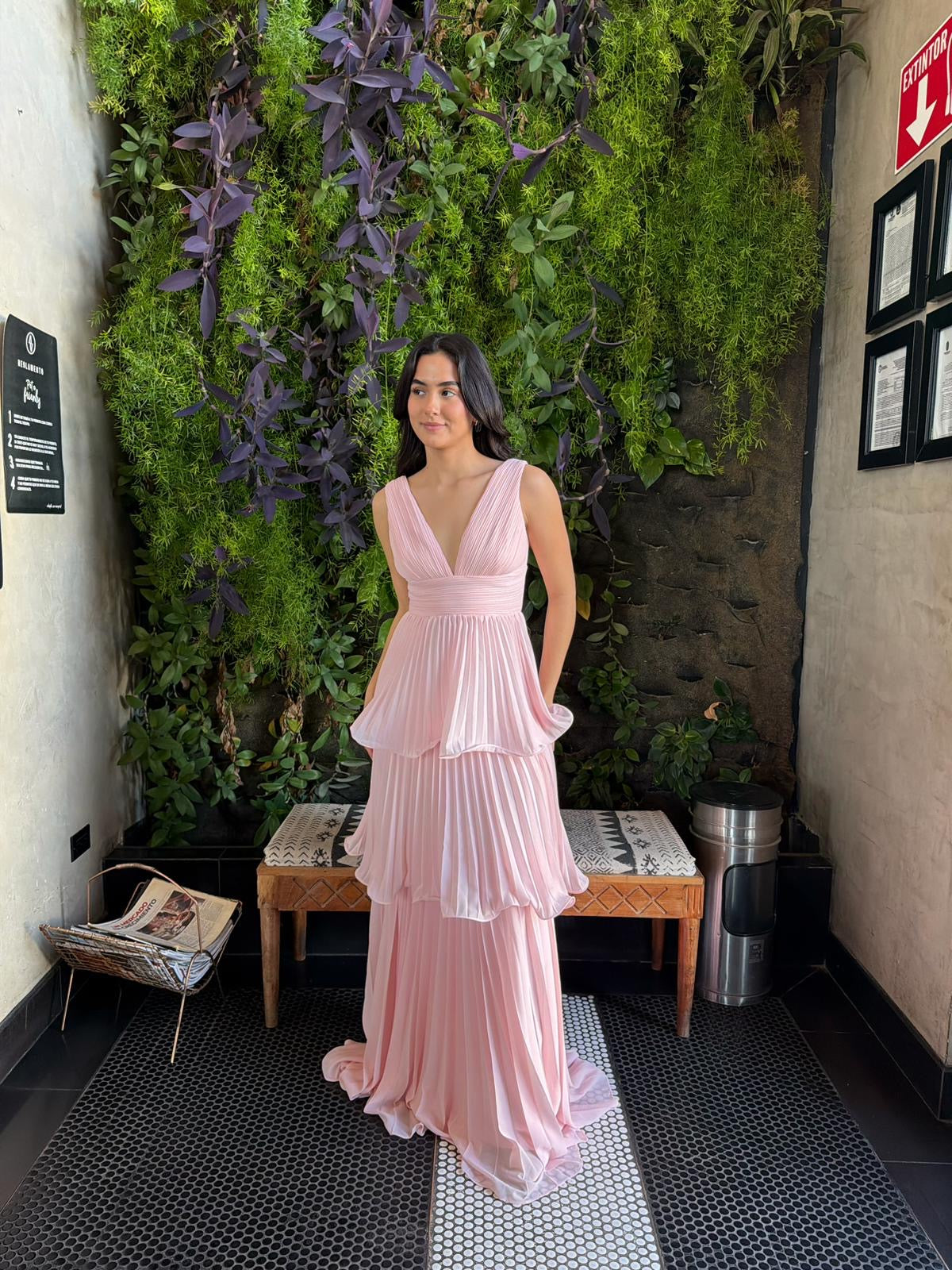 Vestido Olanes Plisados - Rosa