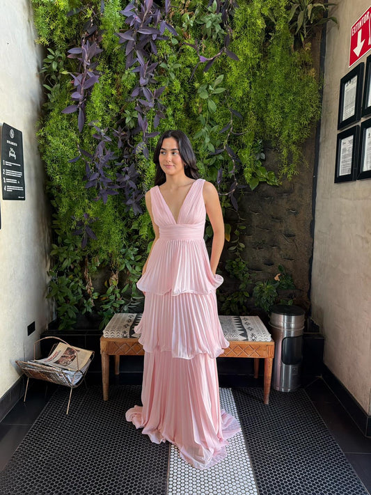 Vestido Olanes Plisados - Rosa