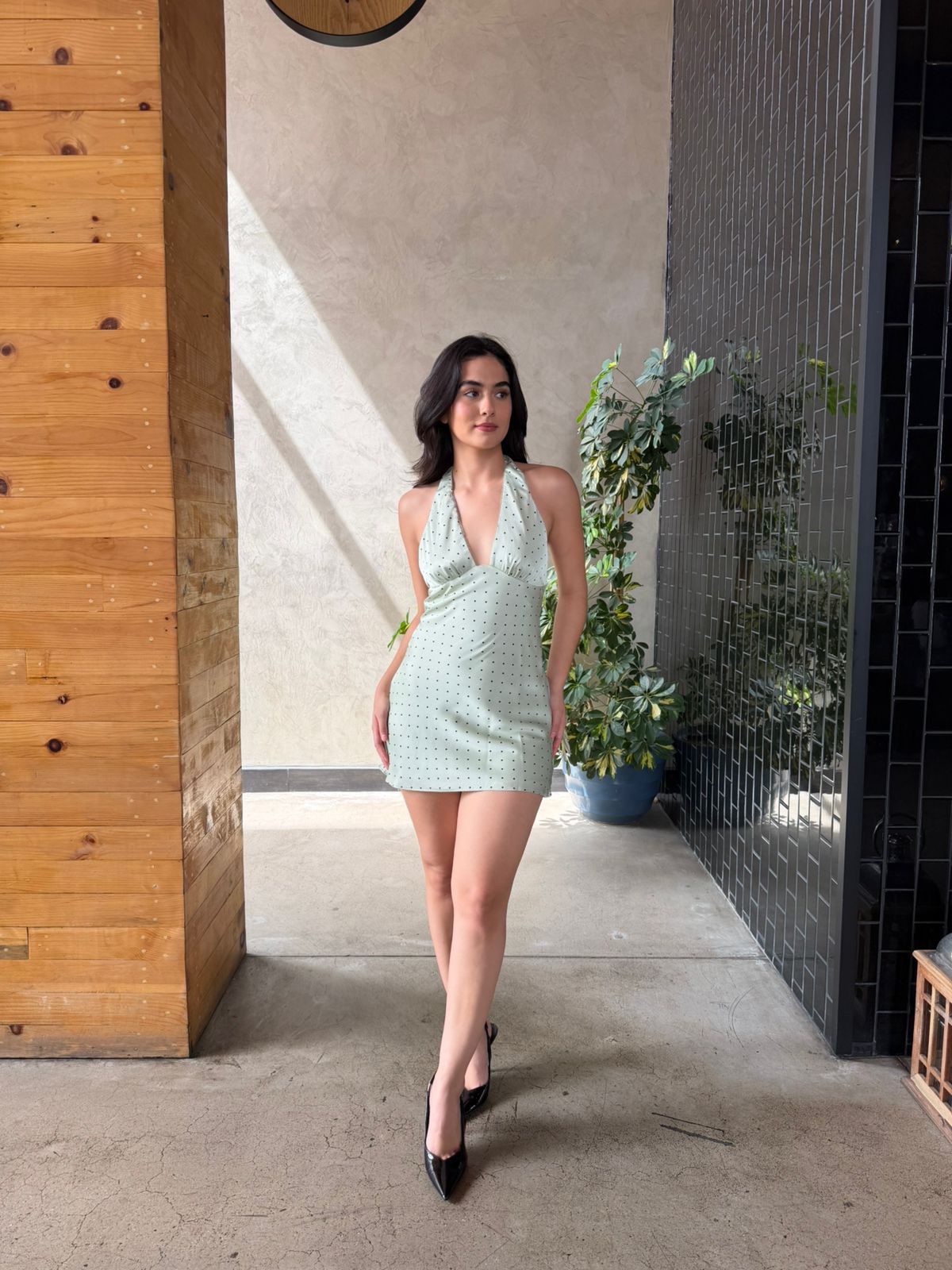 Vestido Halter Dots Menta