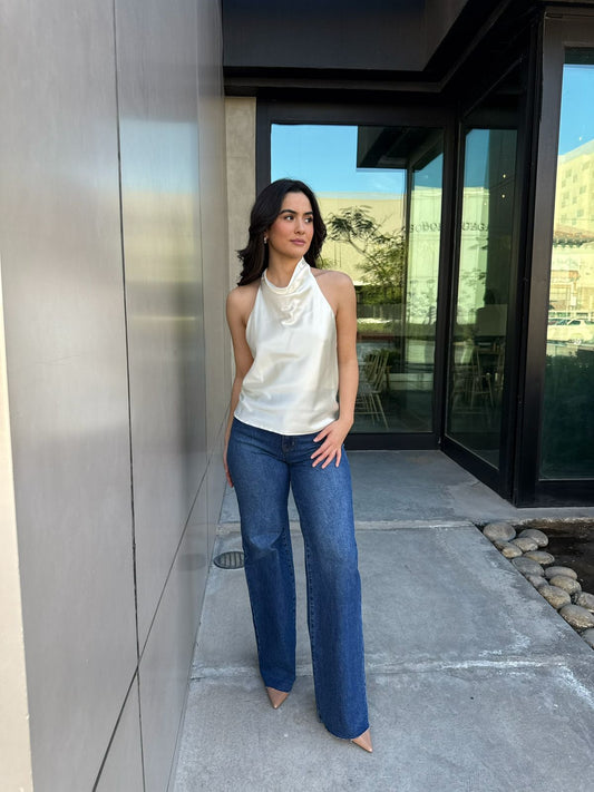 Blusa Halter Satinada Lisa