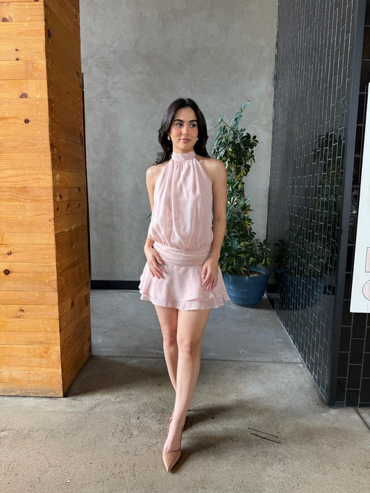 Vestido Halter Dots Rosa