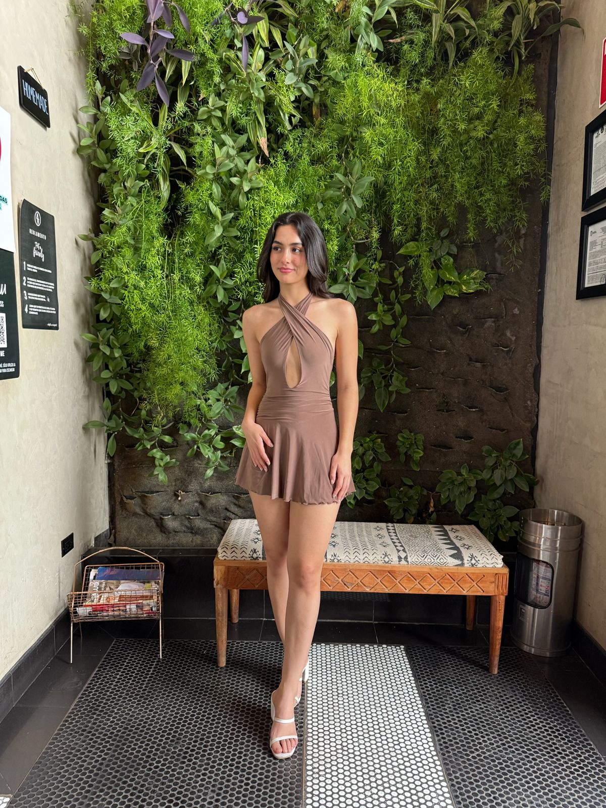 Vestido Halter Pecho Cruzado