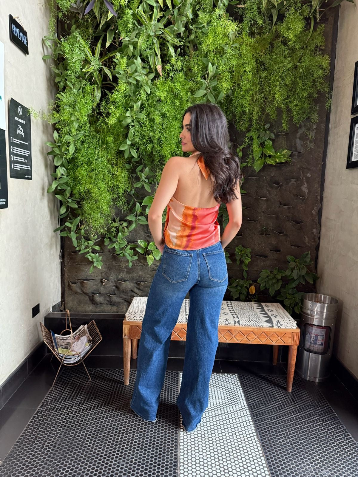 Top Halter Esferas Estampado