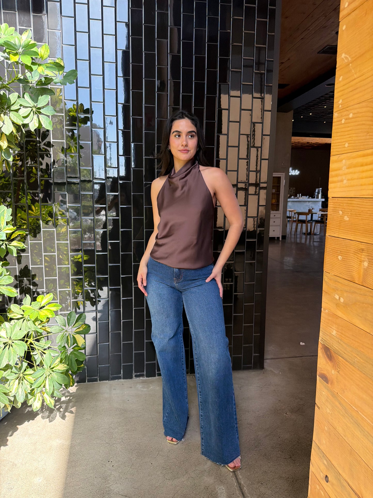 Blusa Satin Café