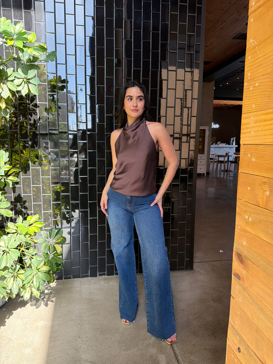 Blusa Satin Café