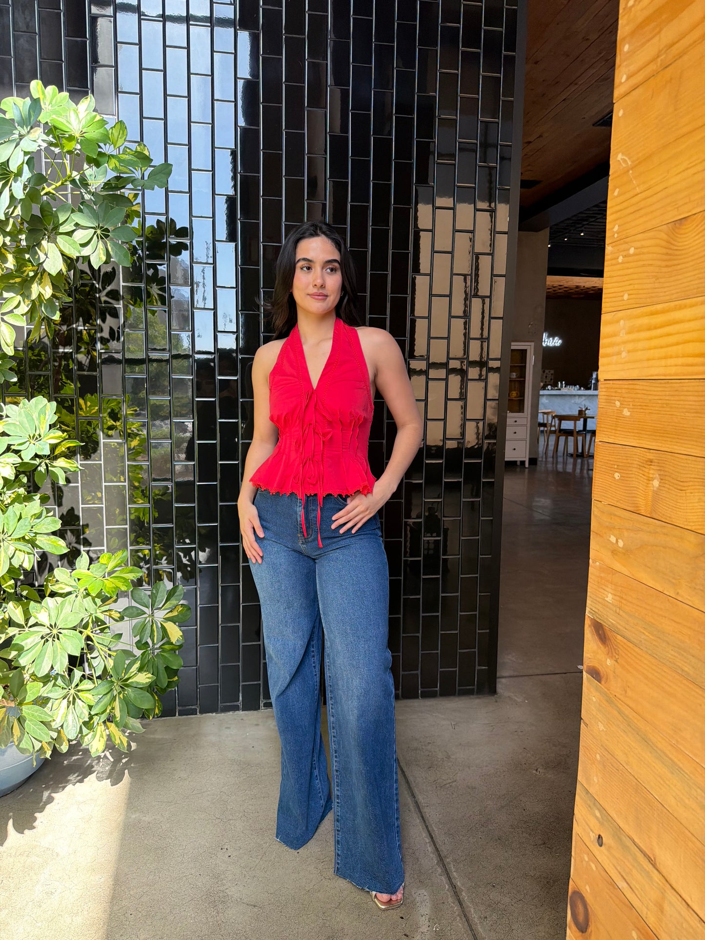 Blusa Halter Pinzas Roja