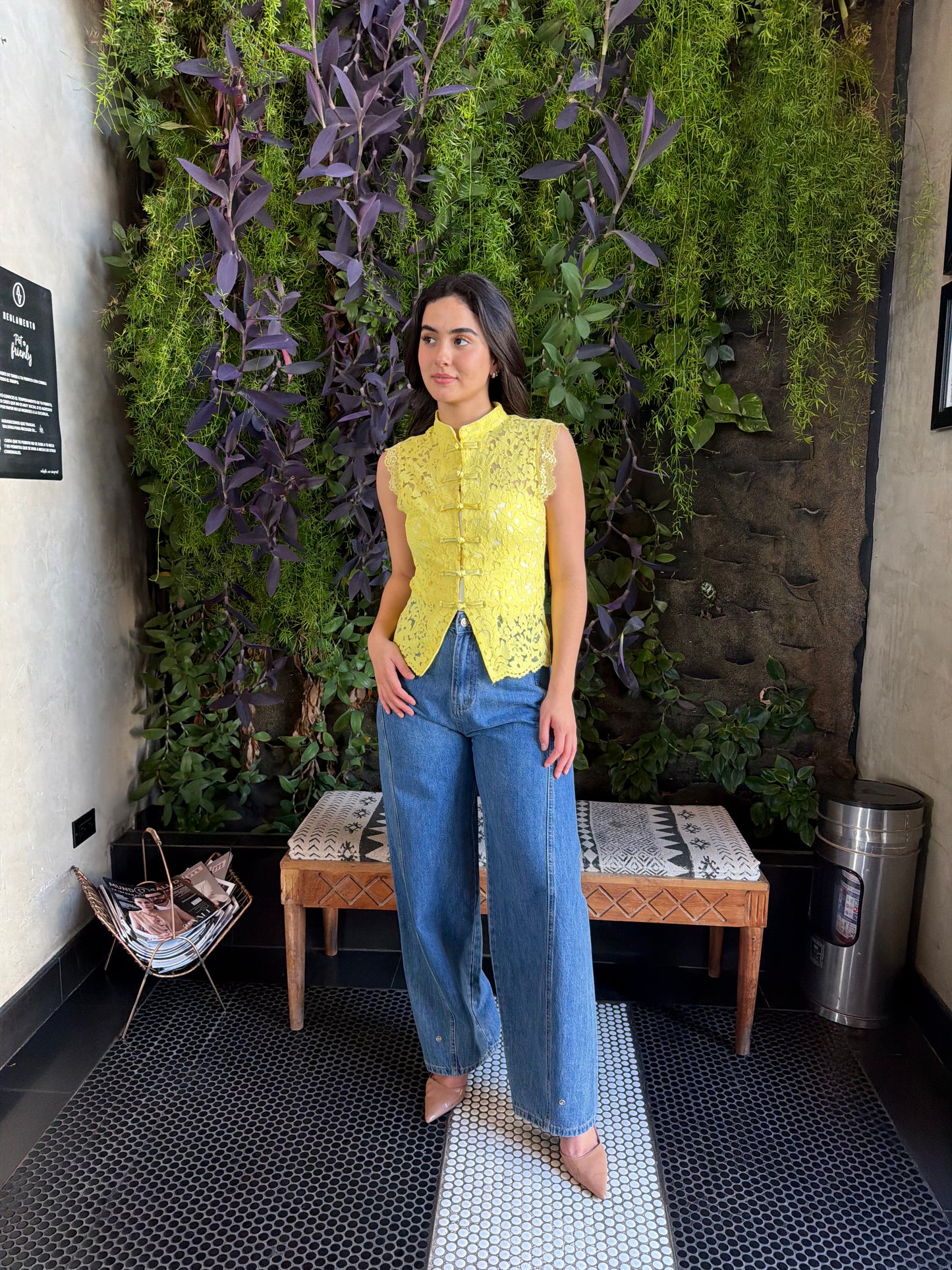 Blusa Encaje Amarilla