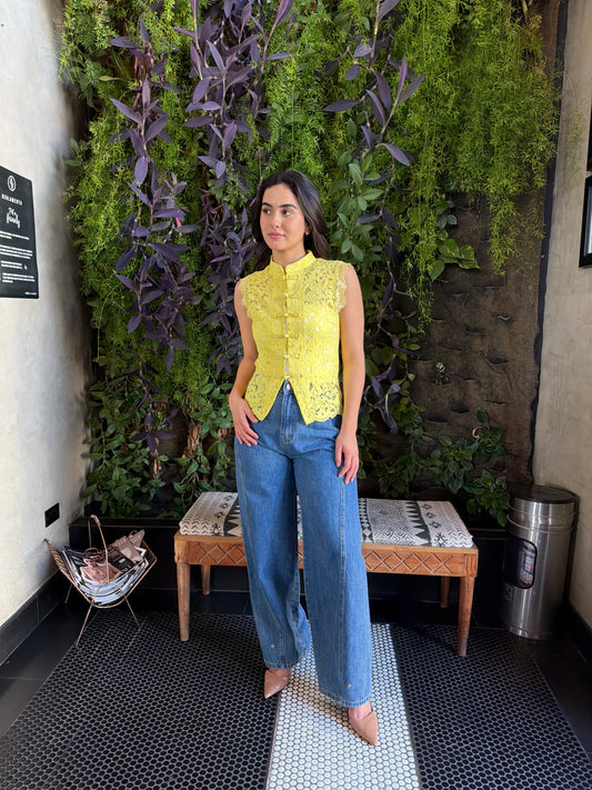 Blusa Encaje Amarilla