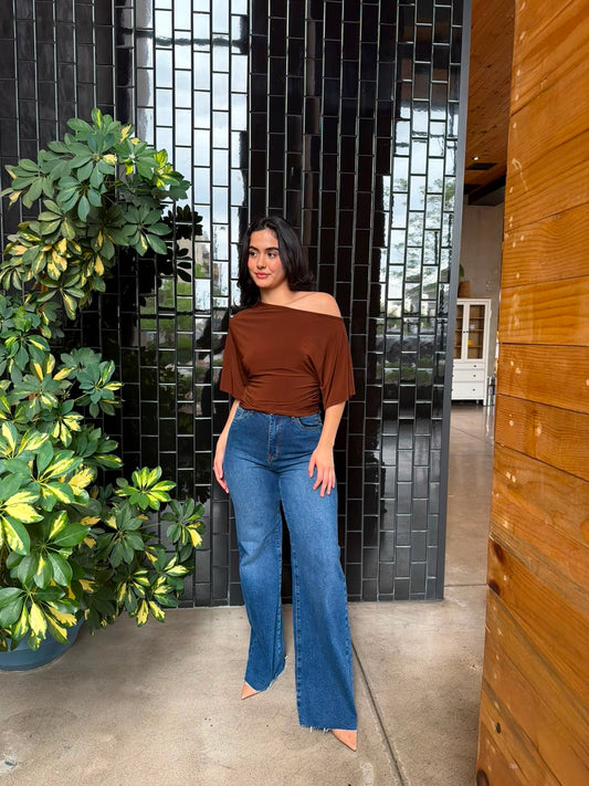 Blusa Mangas Amplias - Café