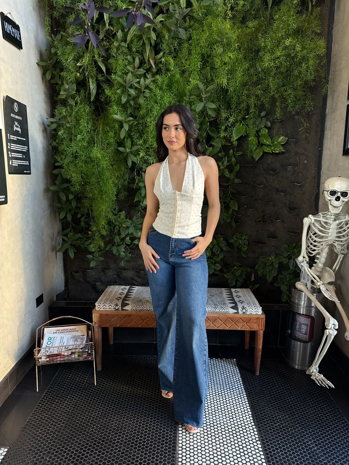 Top Halter Dots con Botones