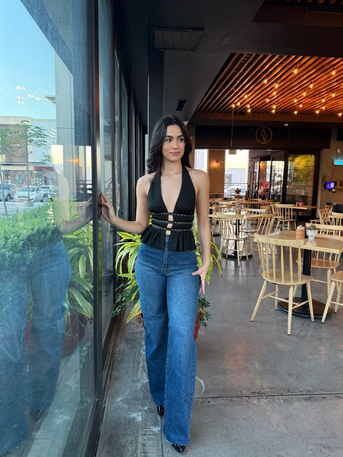 Top Halter Hebillas tipo Cuero