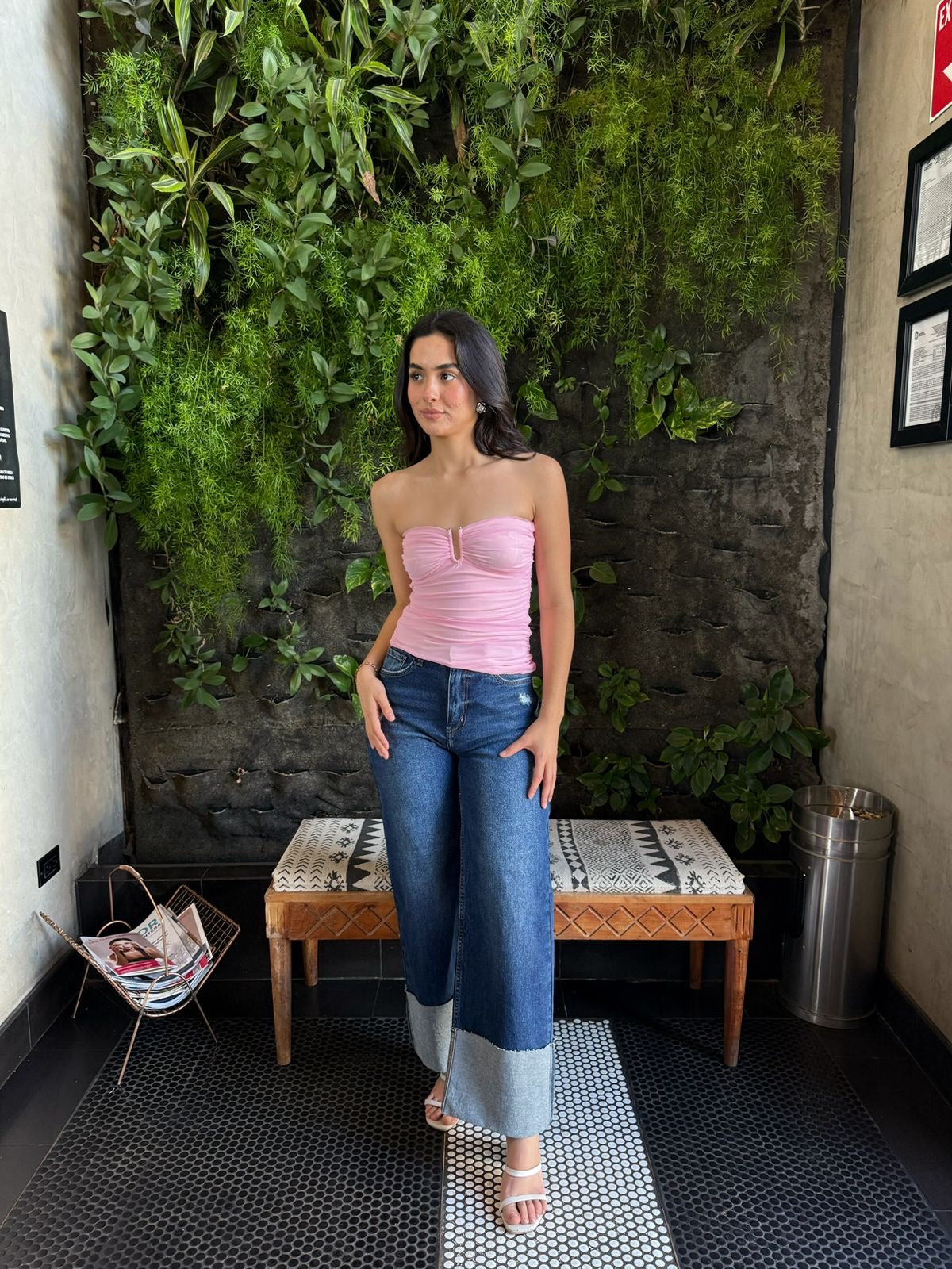 Top Strapless Corrugado
