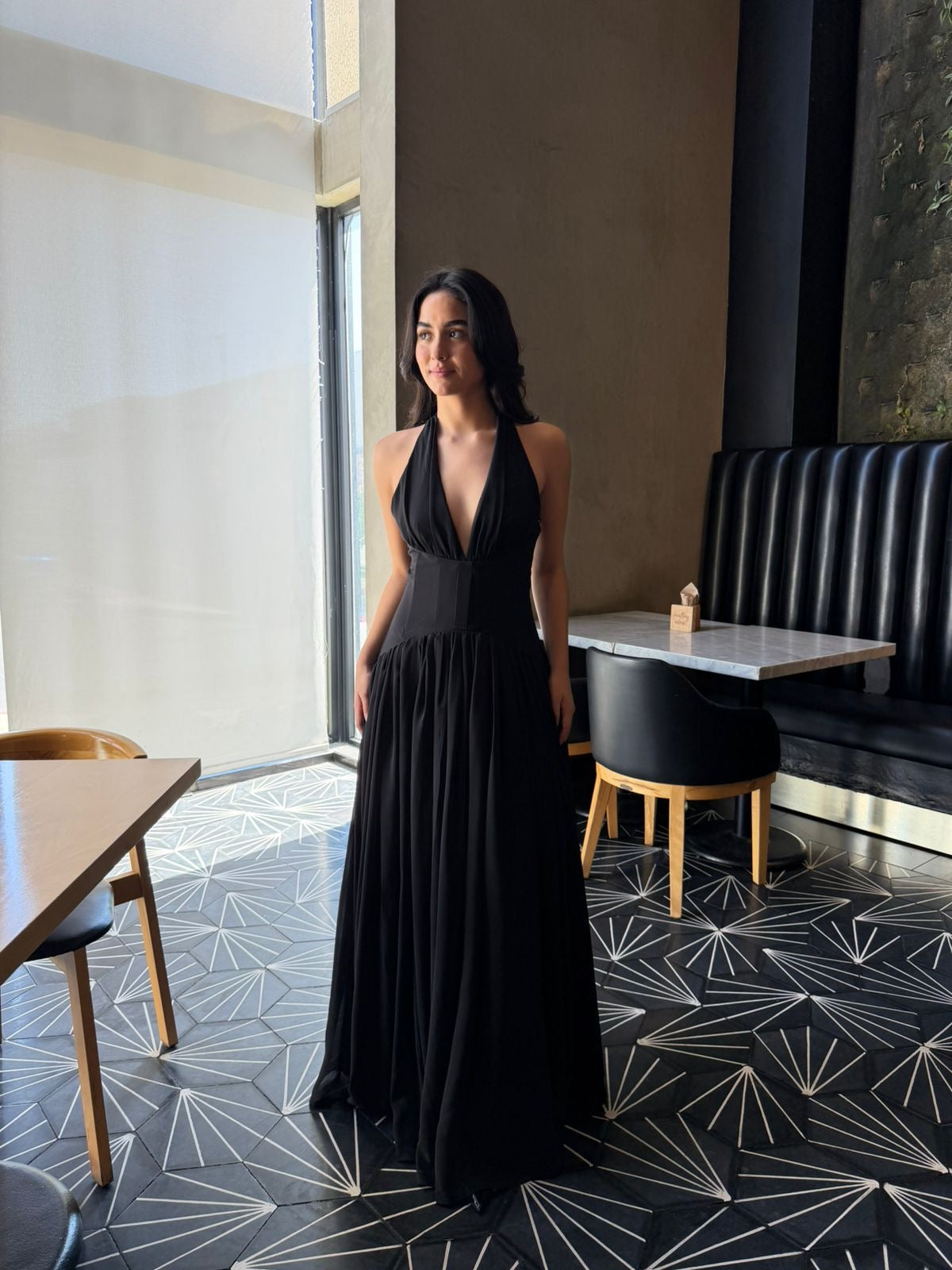 Vestido Largo Halter con Corset