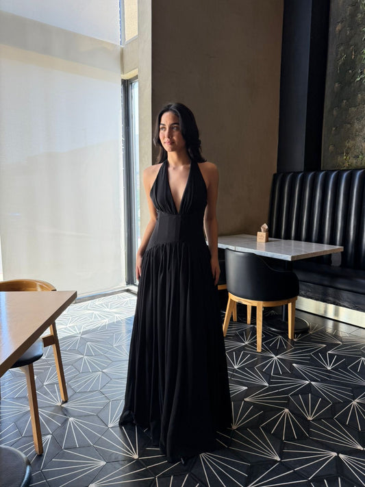 Vestido Largo Halter con Corset