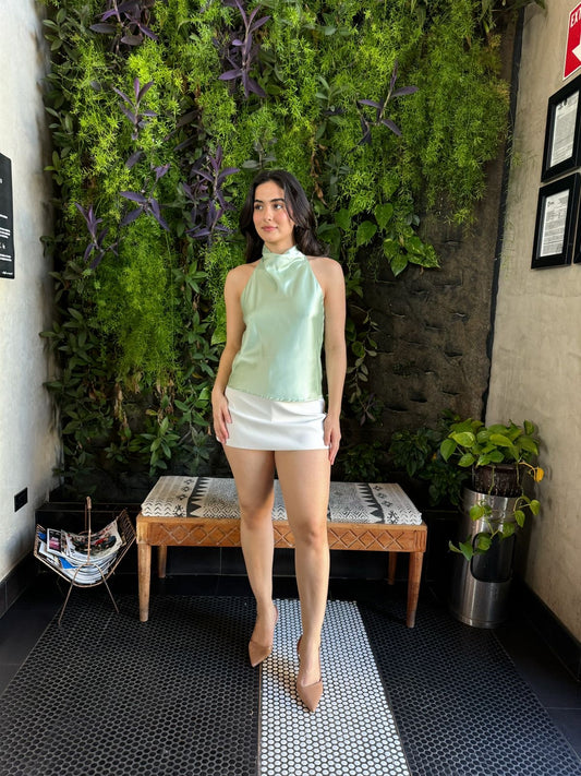 Blusa Halter Satinada Menta