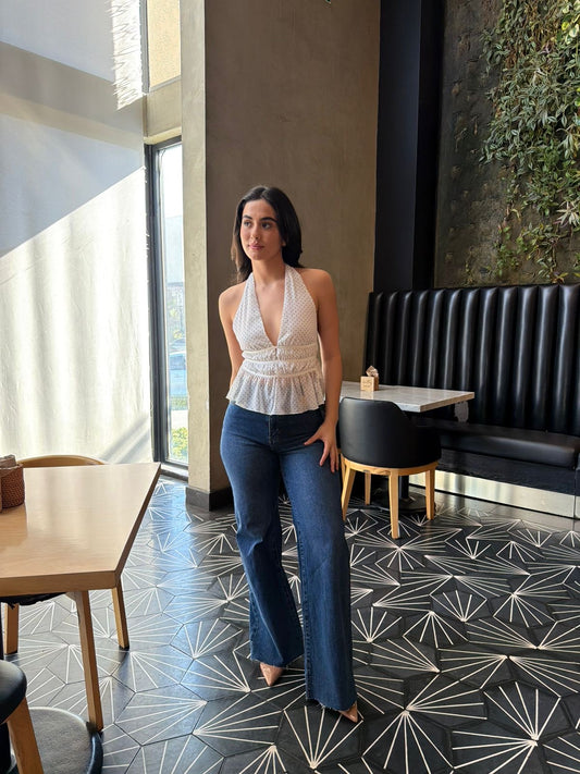 Top Halter Transparente Dots
