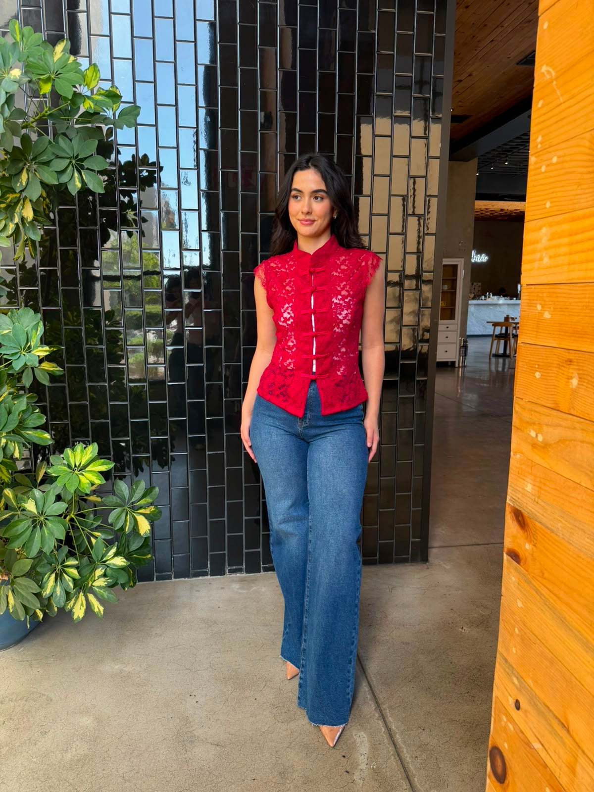 Blusa Encaje con Moños