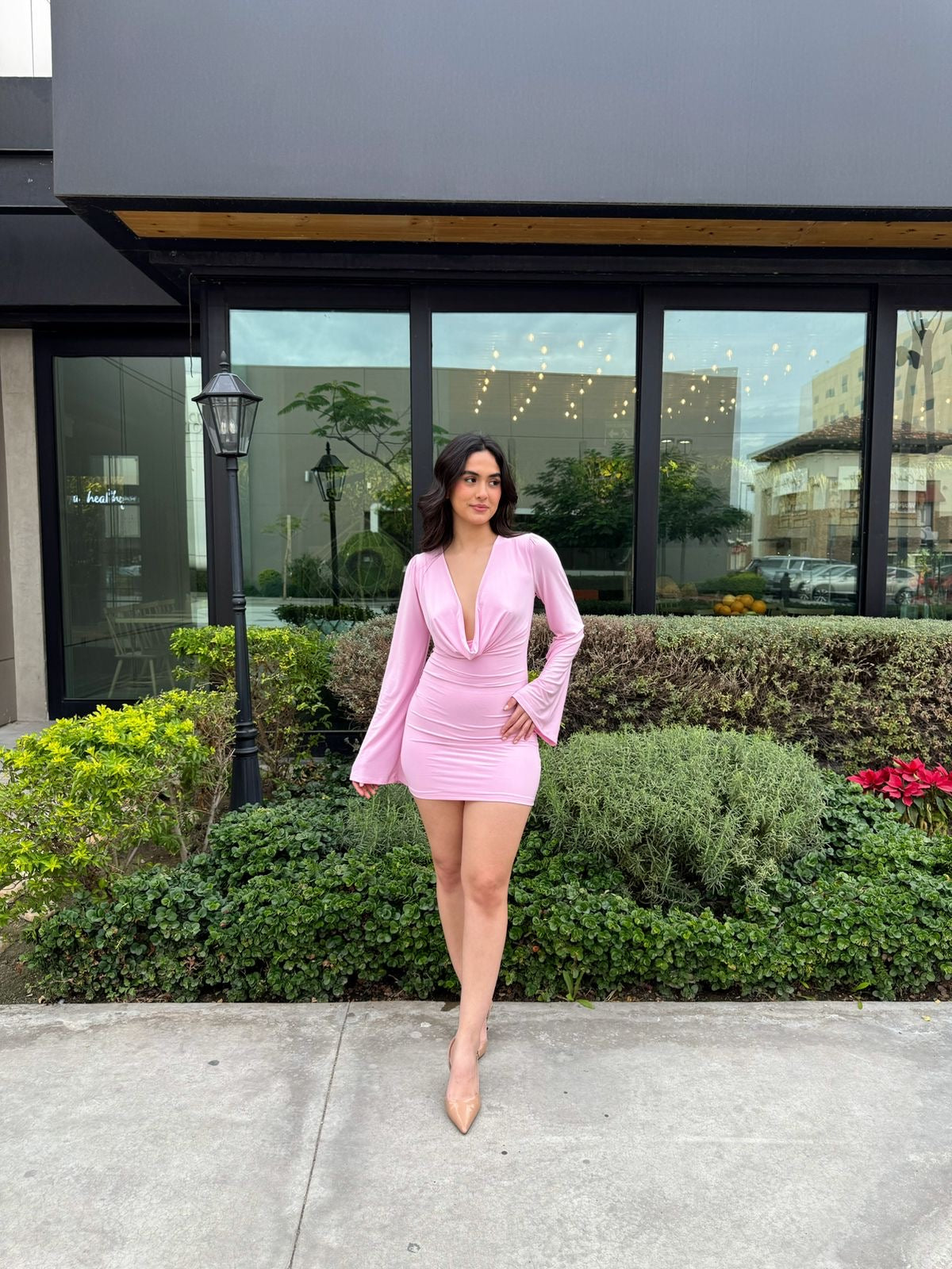 Vestido Corrugado Escote