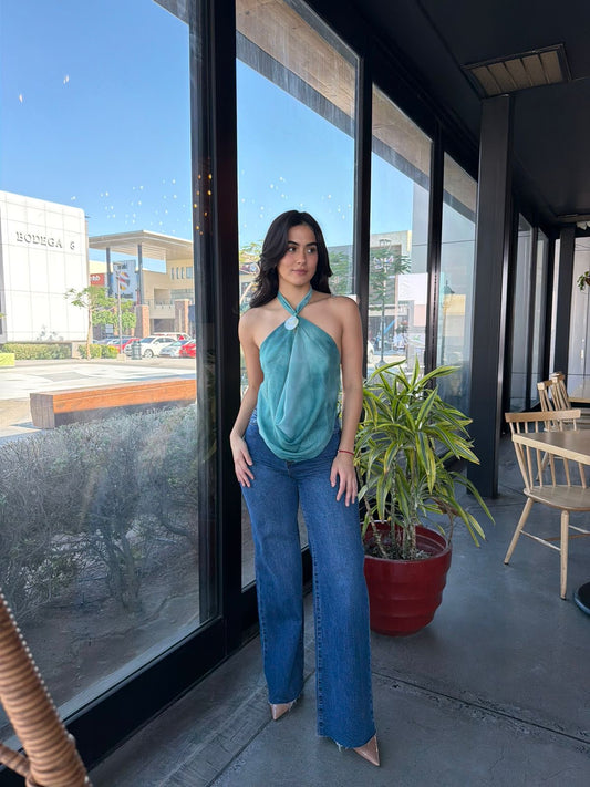 Top Aqua Escote Espalda