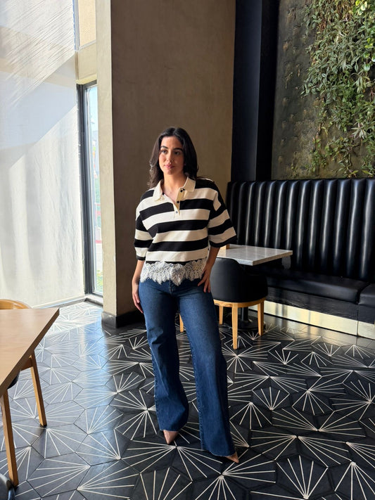 Blusa tipo Polo con Encaje