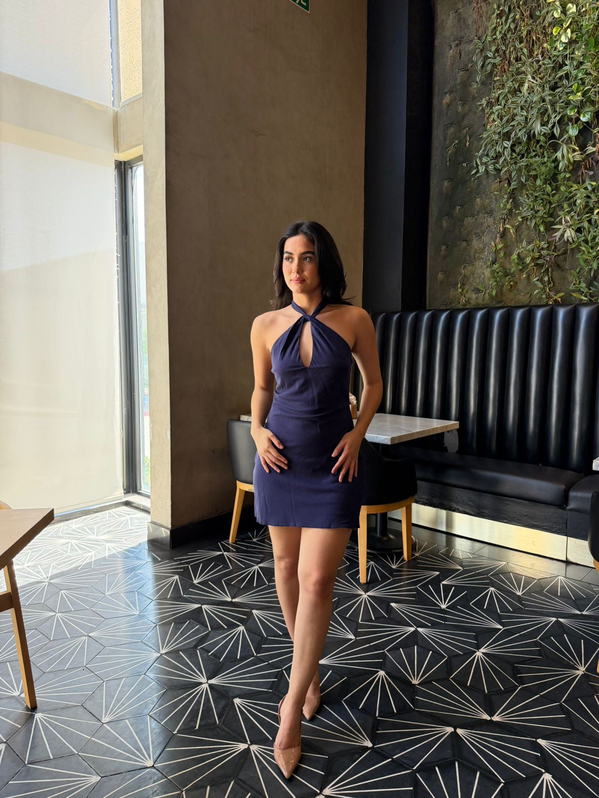 Vestido Cruzado Satinado - Navy