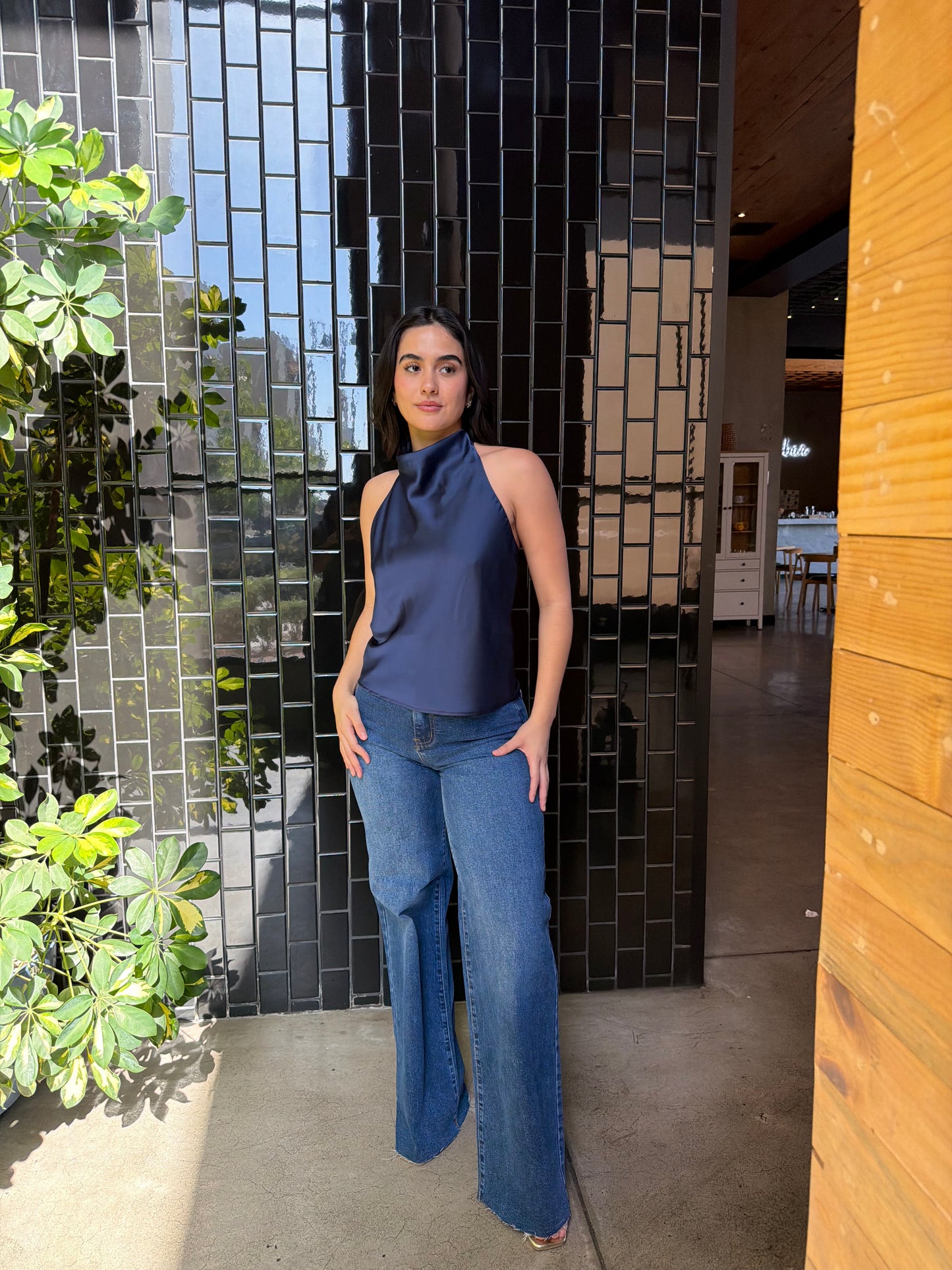Blusa Satin Azul
