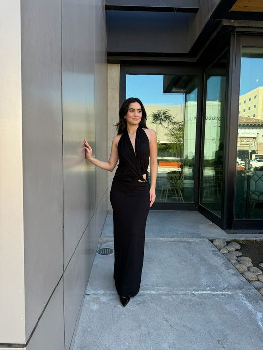 Vestido Largo Halter Escotes