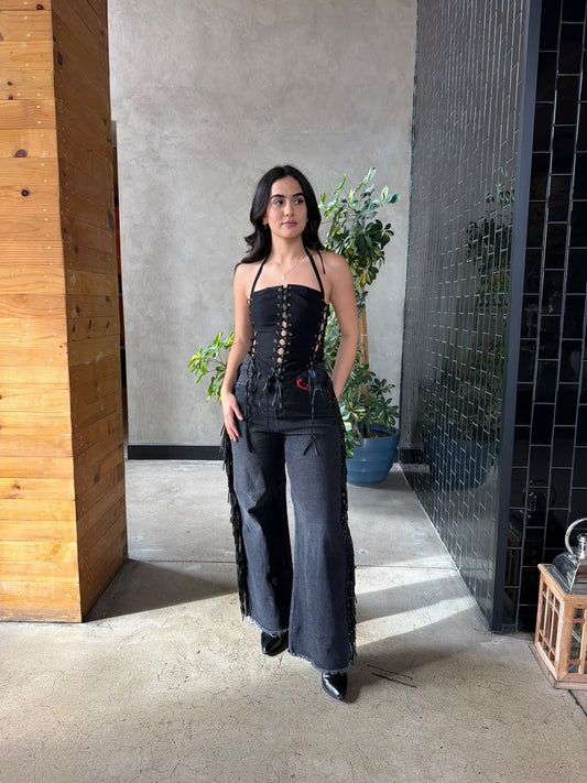Corset con Listones - Negro
