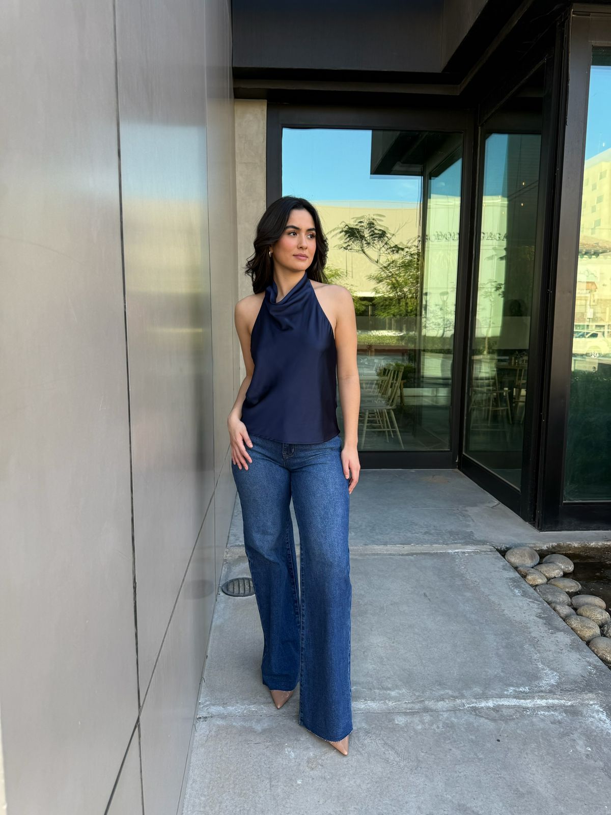 Blusa Halter Satinada Lisa