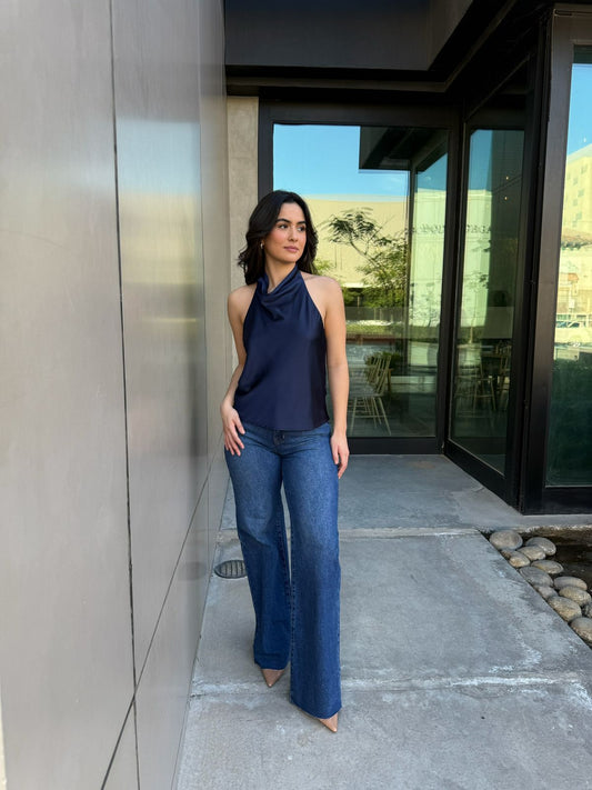 Blusa Halter Satinada Lisa