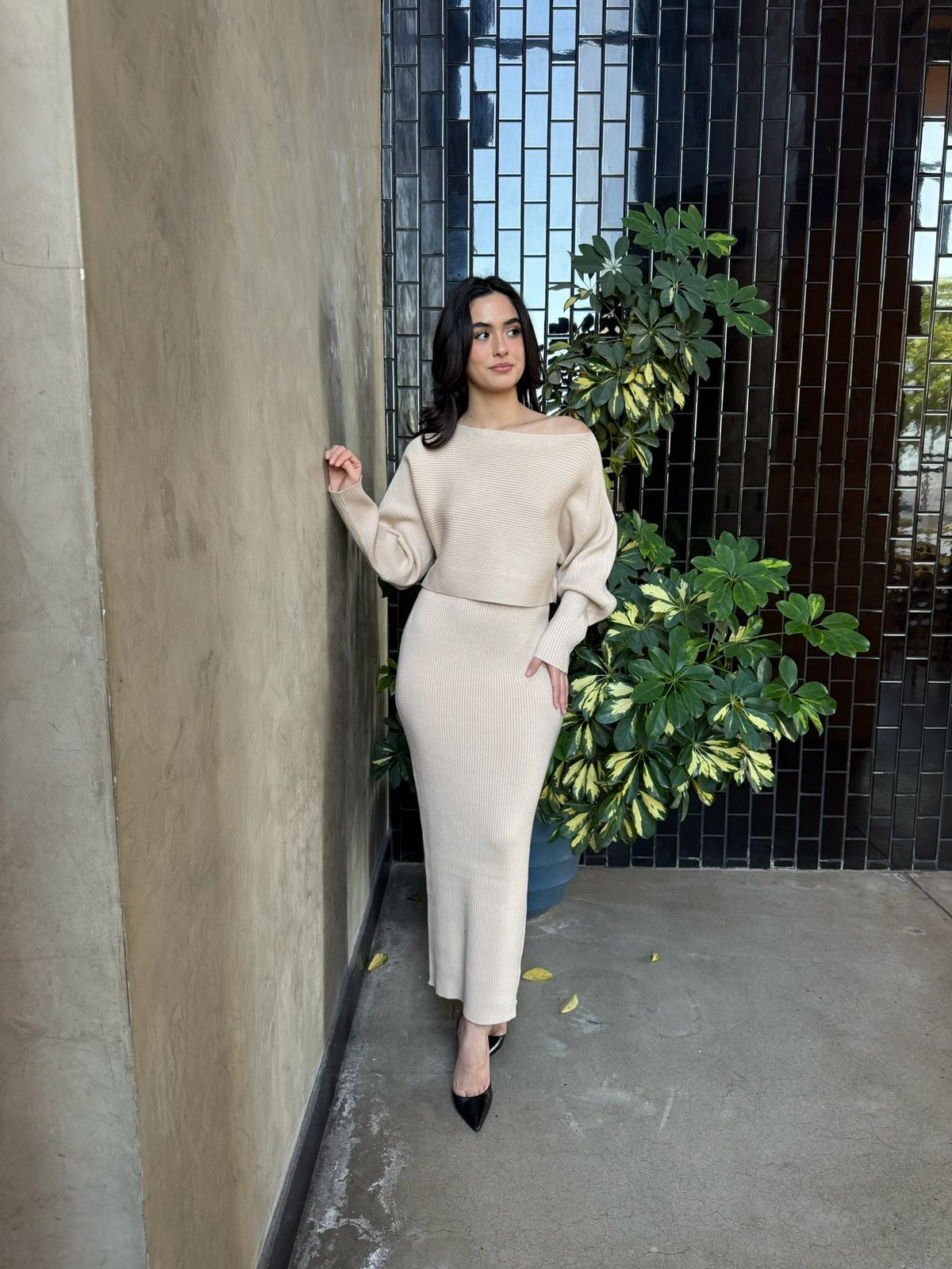 Conjunto Suéter Falda Larga