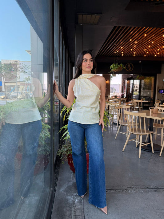 Blusa Satinada Dots con Mascada