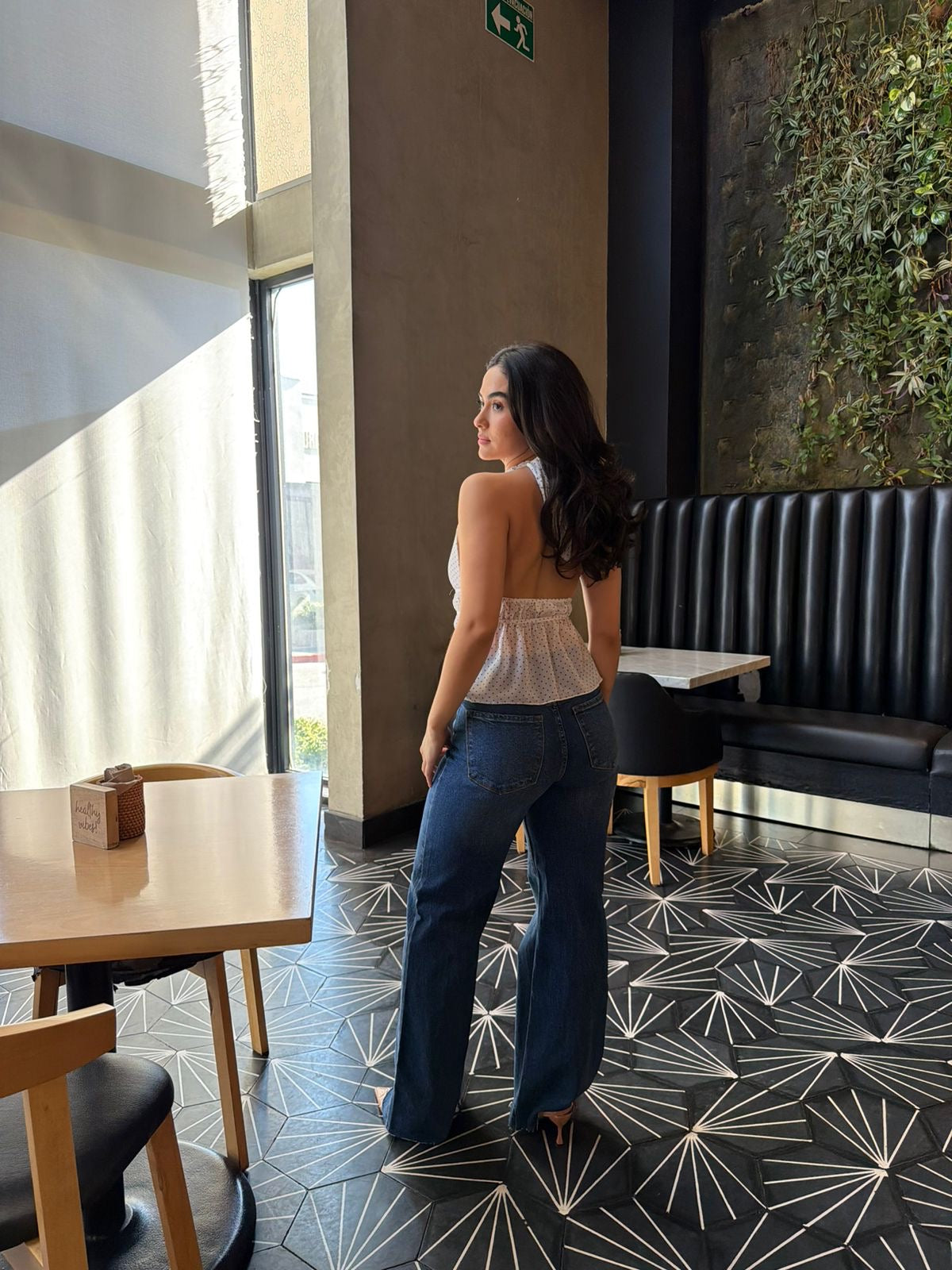 Top Halter Transparente Dots