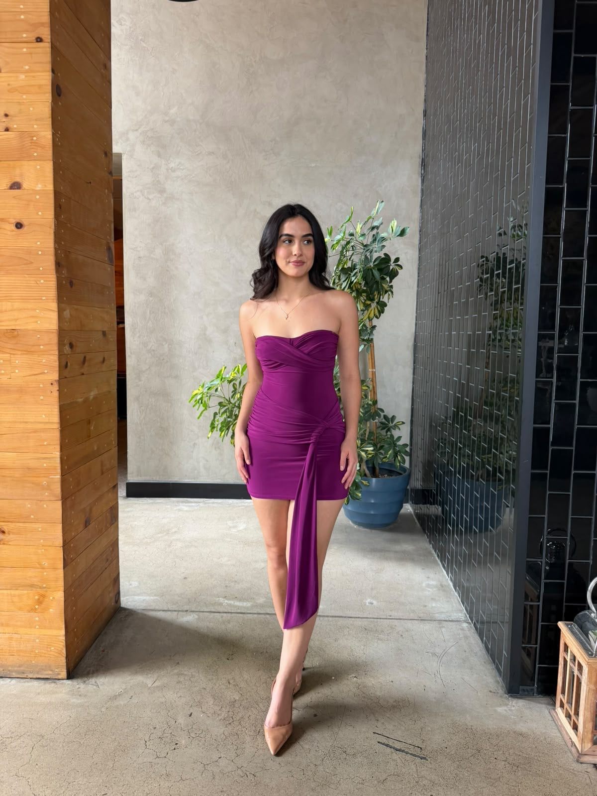 Vestido Strapless Cruzado - Bugambilia