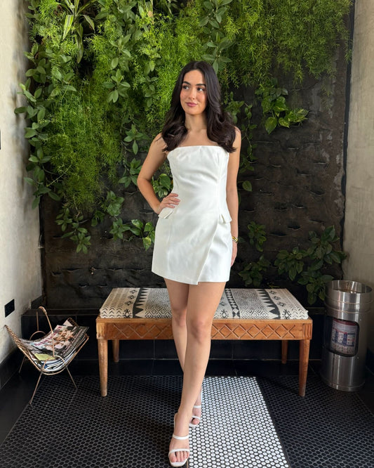 Vestido Strapless Bolsillos