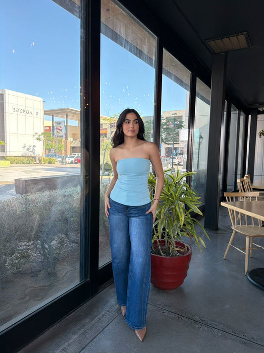 Top Strapless Básico - Baby Blue
