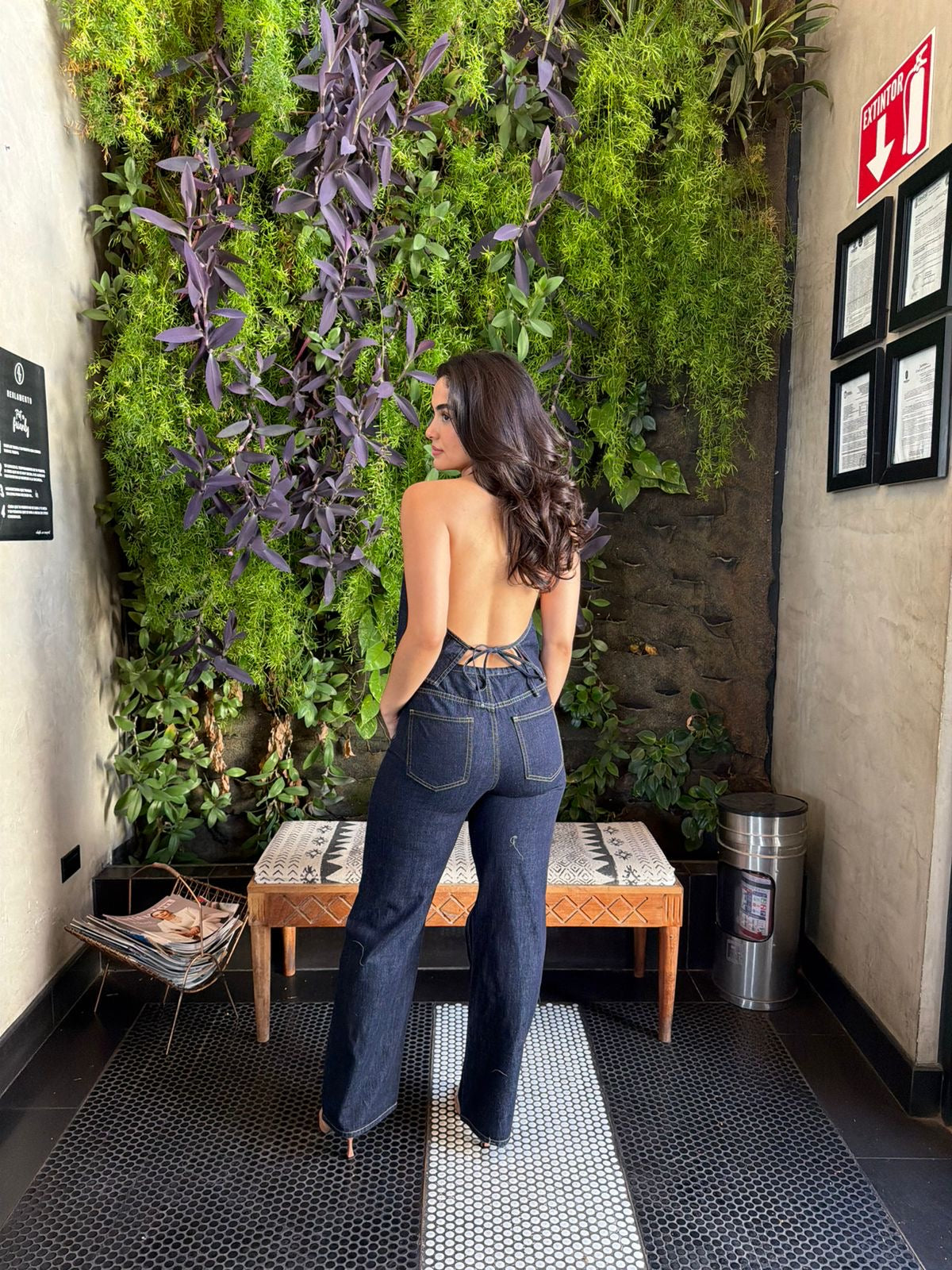 Conjunto Halter Denim Oscuro