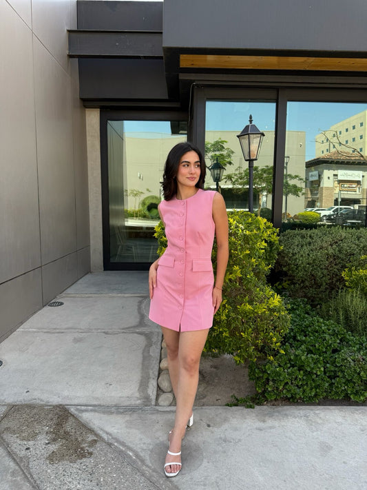 Vestido Botones Pink