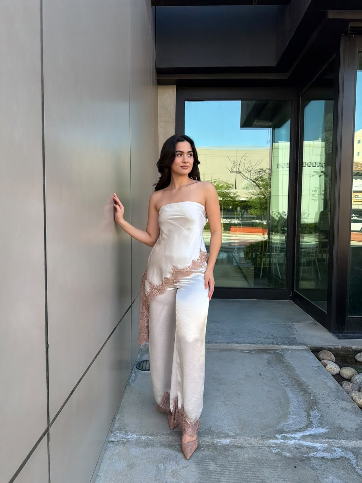 Conjunto Satinado con Encaje