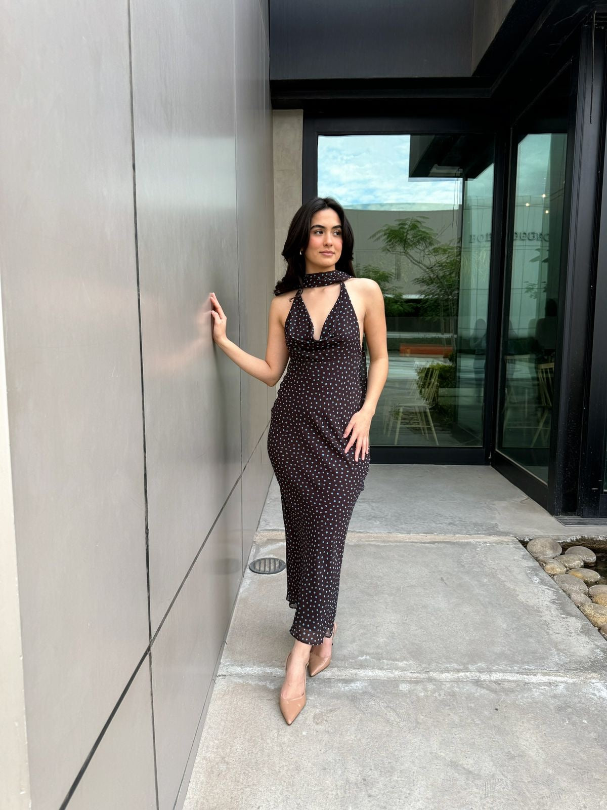 Vestido Dots Azules con Mascada