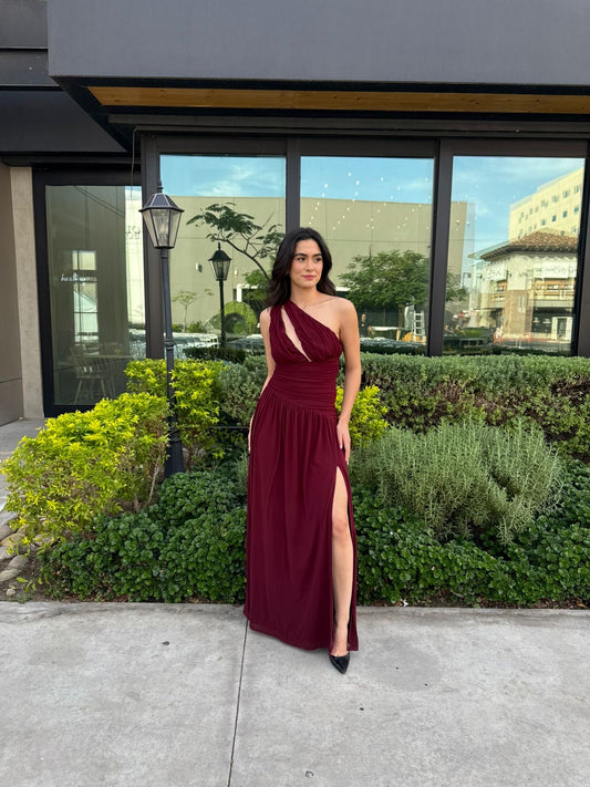 Vestido un Hombro con Escote
